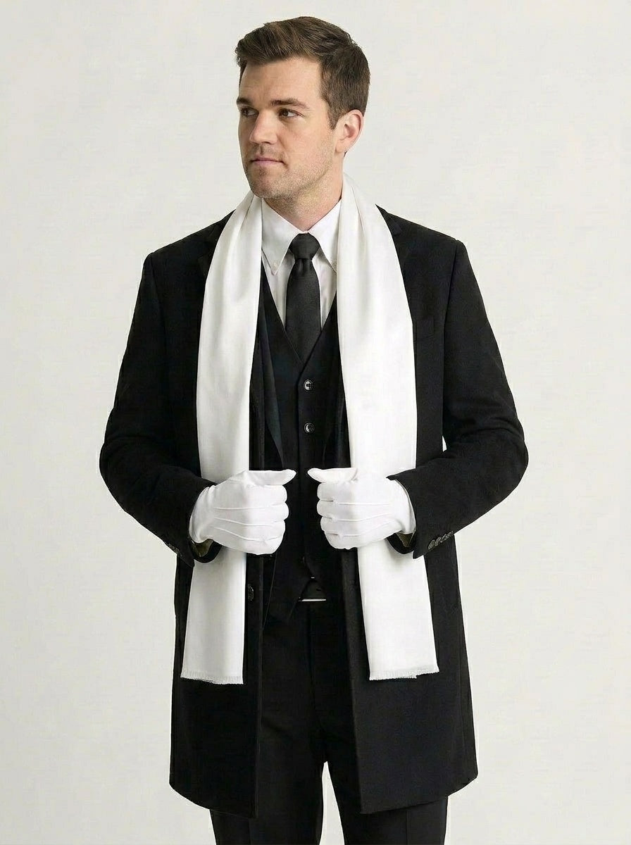 Men's White Cotton Gloves in Gift Box