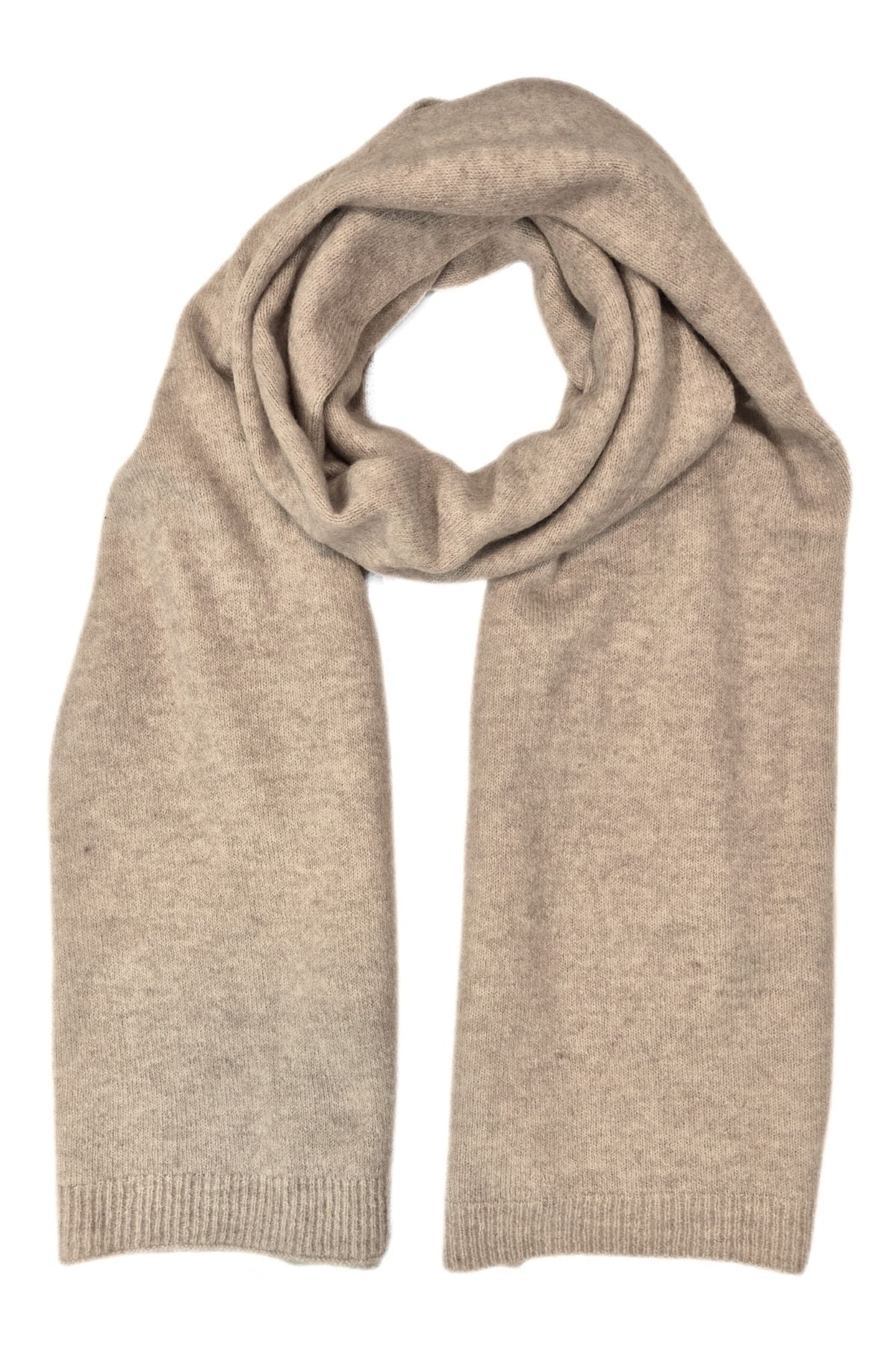 Tuotekuvassa naisten ylellinen Mirina beige hiekan vaalea silkki villa kaulahuivi, Lasessor La