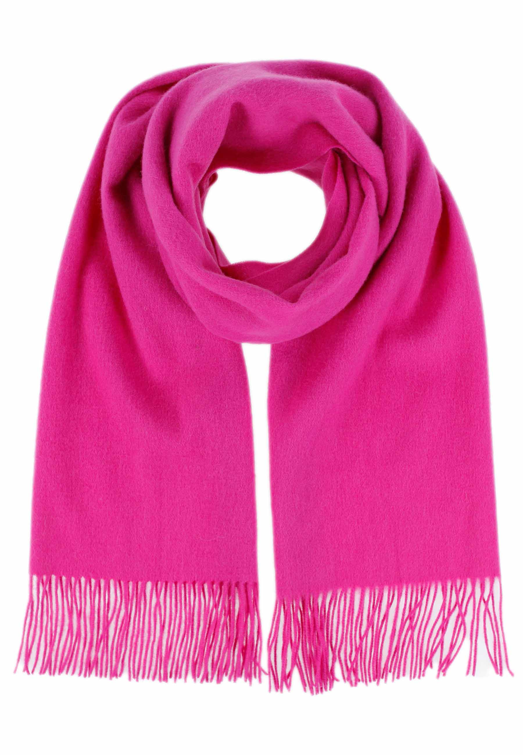 Fuksian värinen huurre villakaulahuivi kuvattuna edestä valkoisella taustalla.