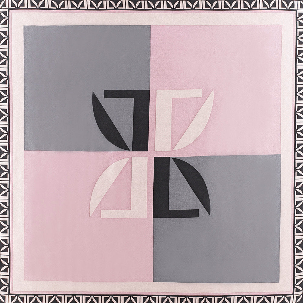 LA Adria SS24 -silkkihuivi 53x53cm vaalean punainen kuosikuva - Lasessor