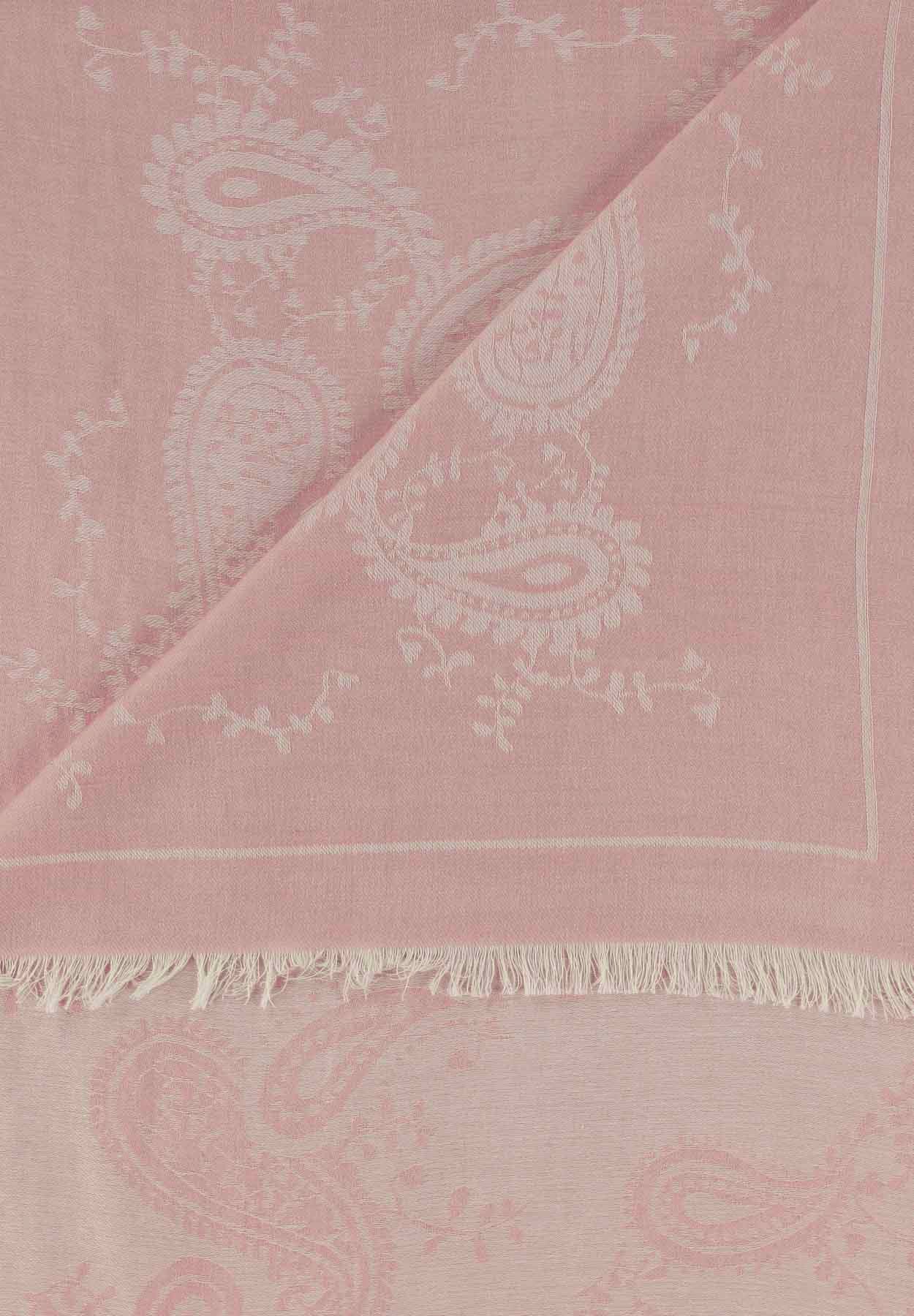 Veda-naisten neliö villakaulahuivi roosa lähikuva paisley -kuosista