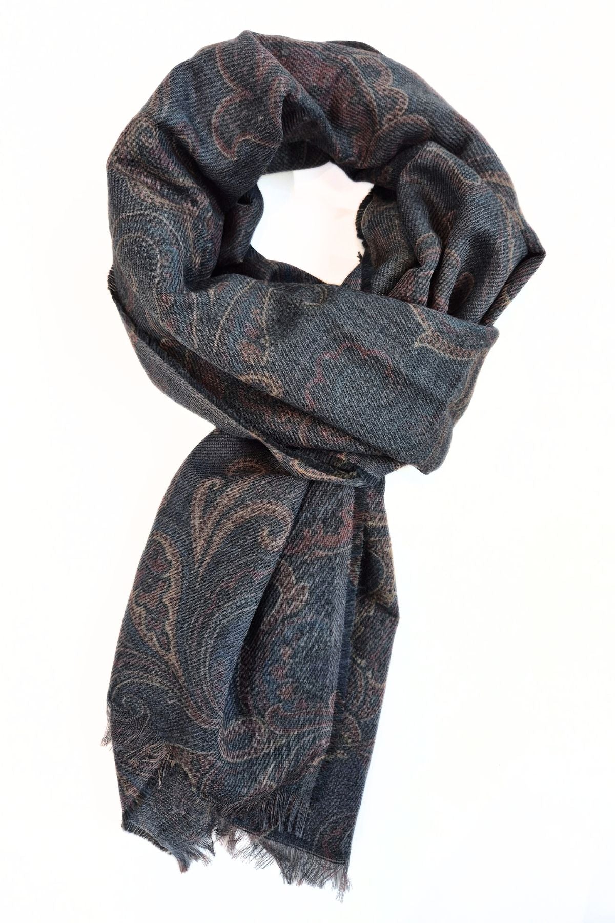 Arturo miesten huivi alpakka villa kaulaliina, harmaa sävy.