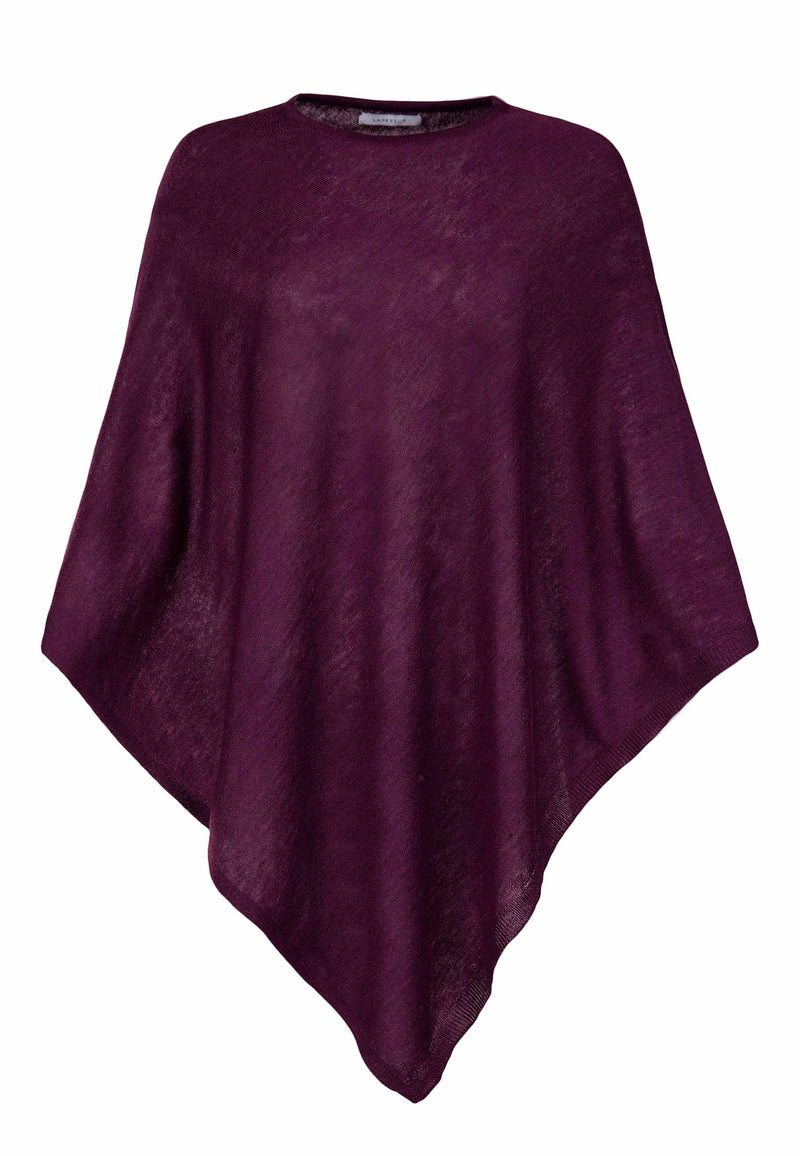 Product image of Juolas Poncho in burgundy from front