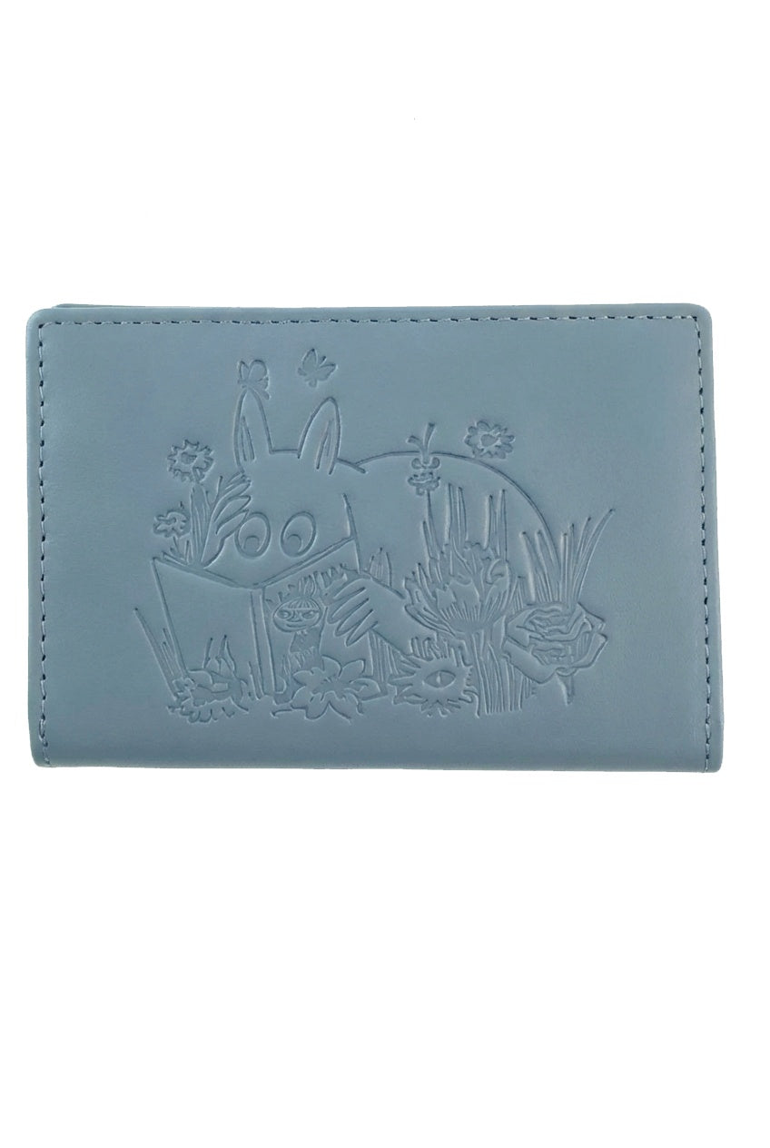 Vaaleansininen Muumi korttikotelo edestä, Muumipeikko Kesäpäivä -kuosi