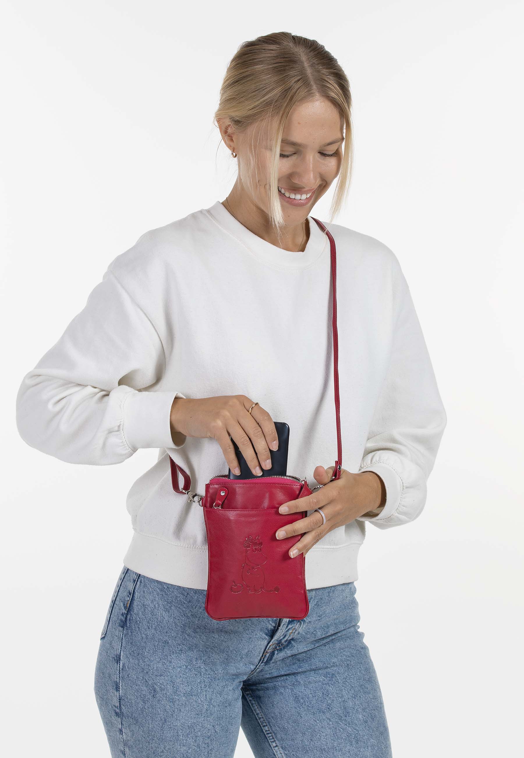 Muumi nahka puhelin lompakko Niiskuneiti Fuksia C3